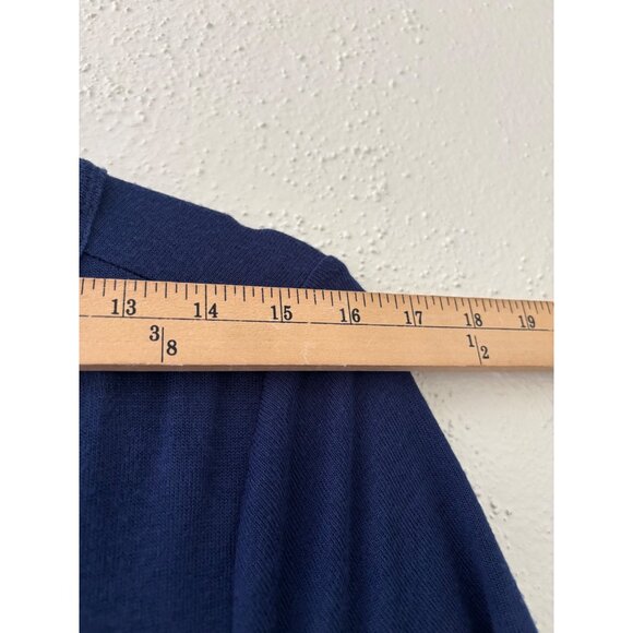 Ann Taylor Navy Midi Dress With Tiered Design Short Sleeves Stretch Fabric - Picture 7 of 9